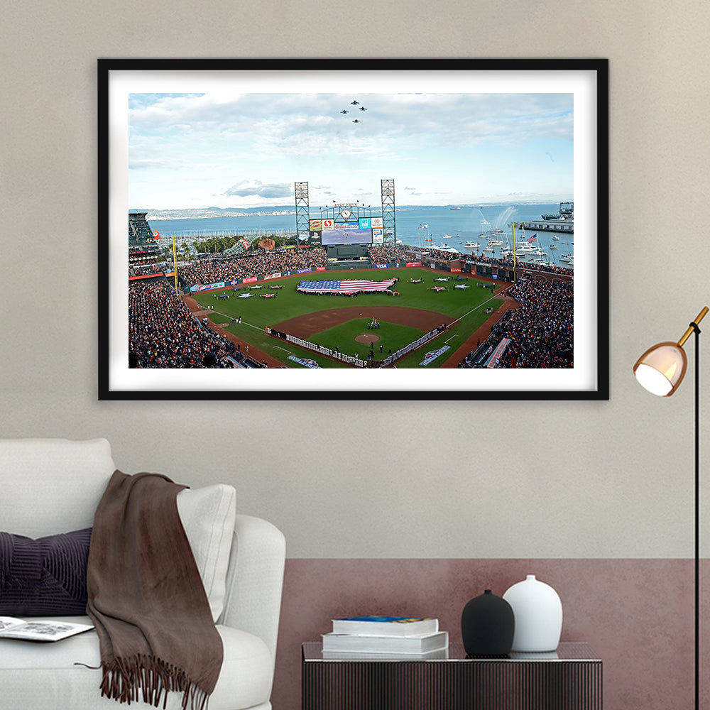 At and T Park San Francisco, Stadium Canvas, Sport Art, Gift for him, White Border Framed Art Print Wall Decor