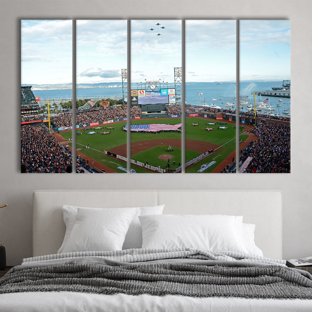 At and T Park San Francisco, Stadium Canvas, Sport Art, 5 Panel B, Extra Large Canvas, Canvas Print Wall Art