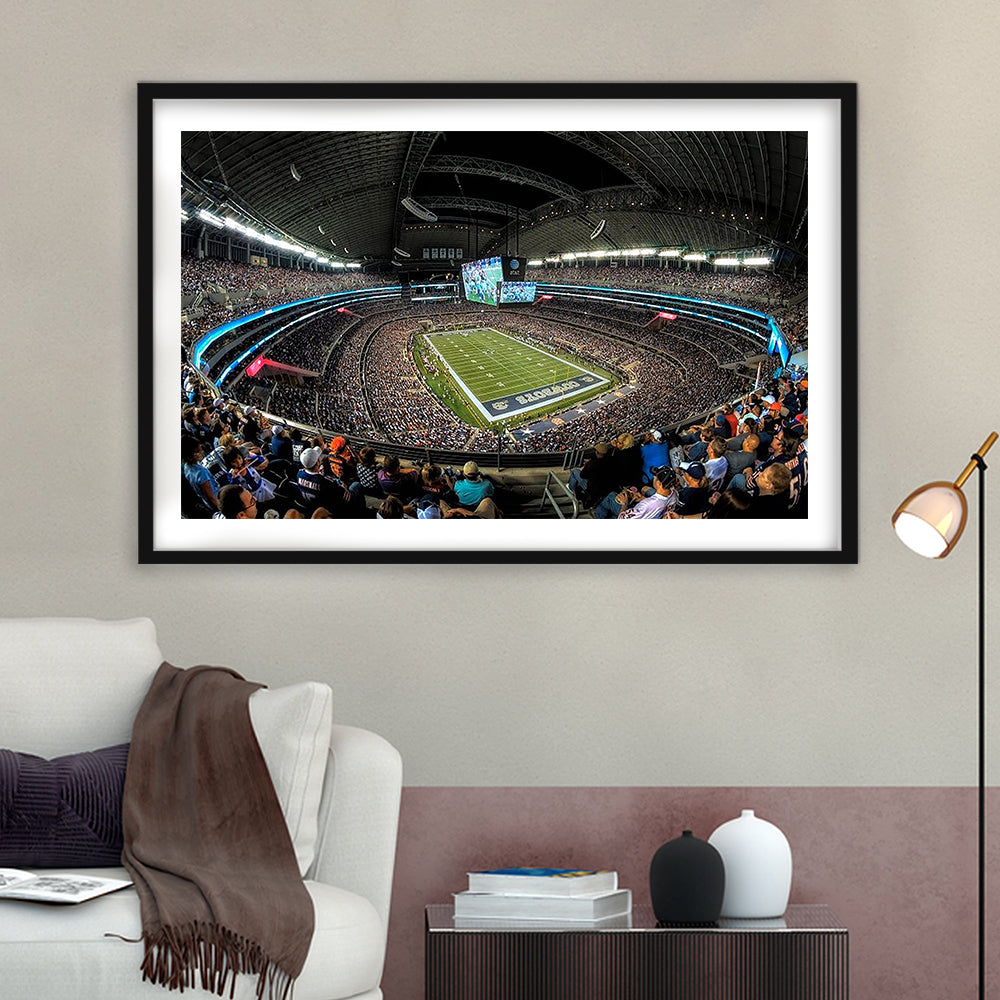 At and t Stadium, Stadium Canvas, Sport Art, Gift for him, White Border Framed Art Print Wall Decor