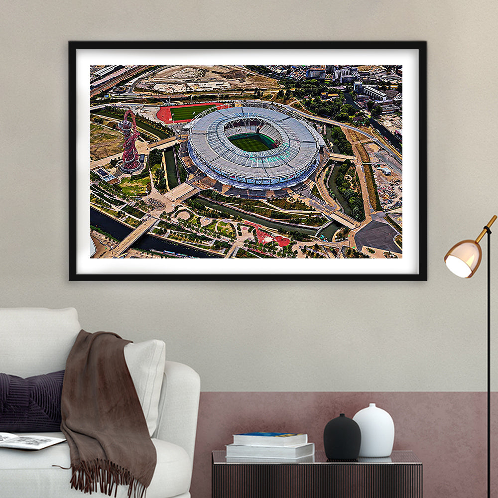 Ataturk Olympic Stadium, Stadium Canvas, Sport Art, Gift for him, White Border Framed Art Print Wall Decor