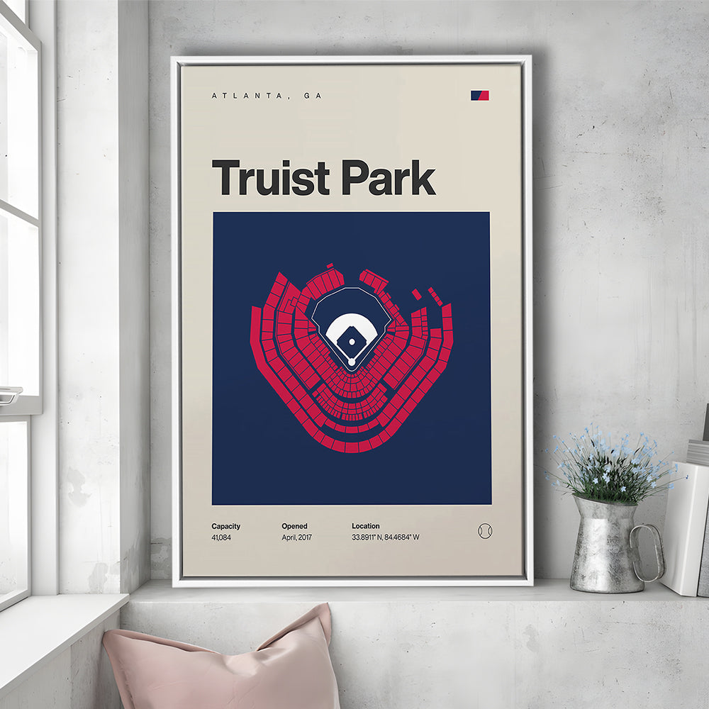 Atlanta Braves Stadium Print, Truist Park Stadium Print, Man Cave Gift, Floating Framed Canvas Print Wall Art