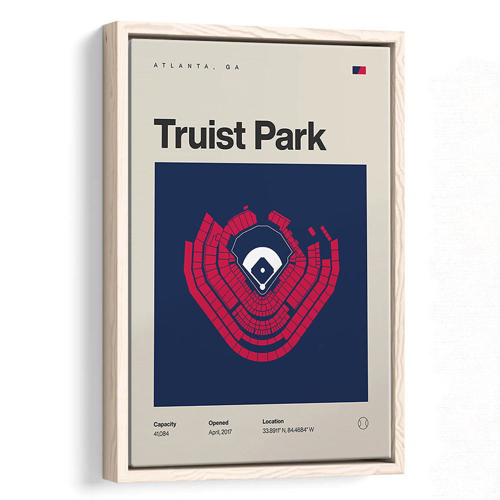 Atlanta Braves Stadium Print, Truist Park Stadium Print, Man Cave Gift, Floating Framed Canvas Print Wall Art