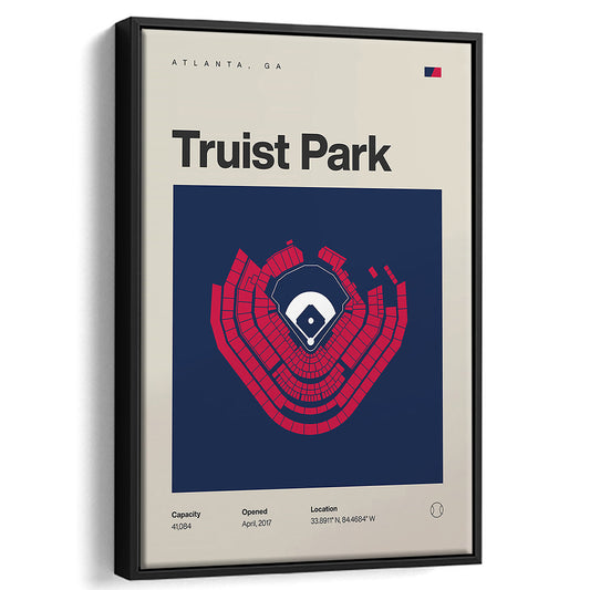 Atlanta Braves Stadium Print, Truist Park Stadium Print, Man Cave Gift, Floating Framed Canvas Print Wall Art
