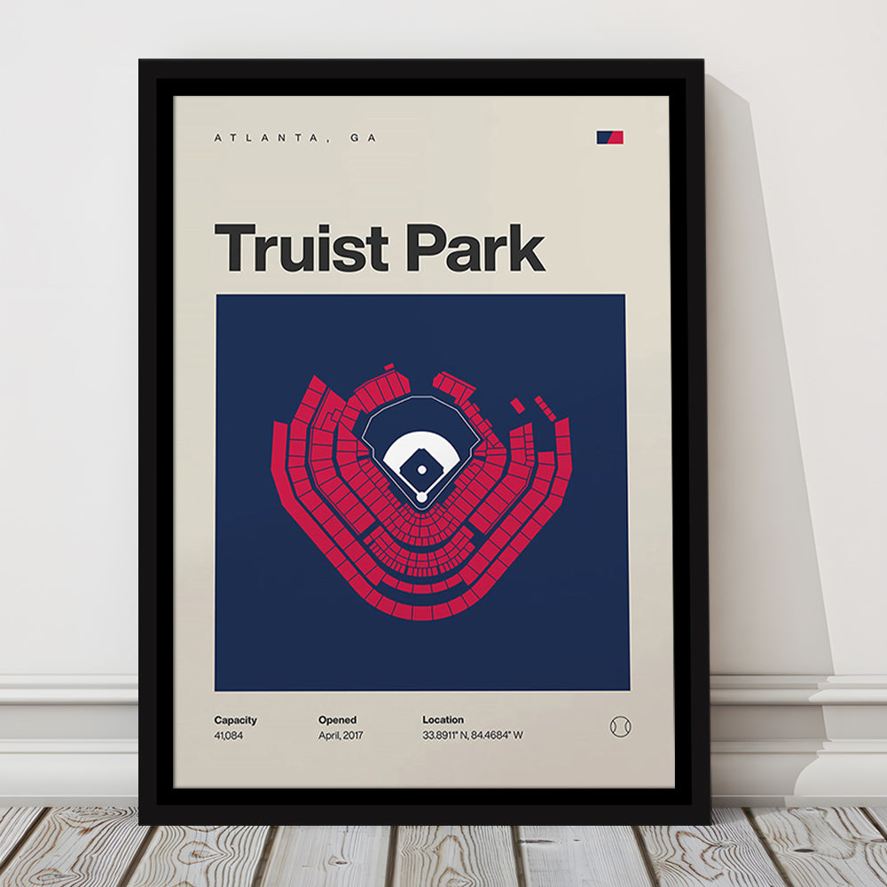 Atlanta Braves Stadium Print, Truist Park Stadium Print, Man Cave Gift, Floating Framed Canvas Print Wall Art
