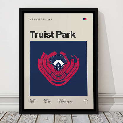 Atlanta Braves Stadium Print, Truist Park Stadium Print, Man Cave Gift, Floating Framed Canvas Print Wall Art