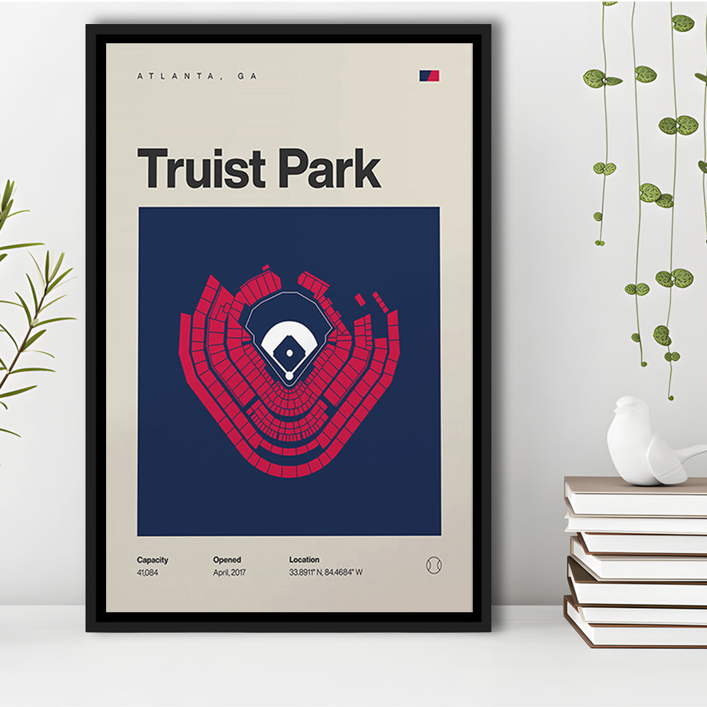 Atlanta Braves Stadium Print, Truist Park Stadium Print, Man Cave Gift, Floating Framed Canvas Print Wall Art