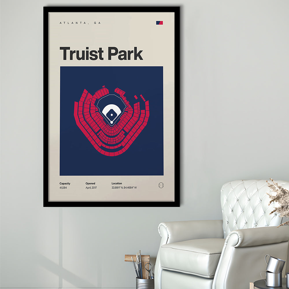 Atlanta Braves Stadium Print, Truist Park Stadium Print, Gifts for him, Sport Art, Framed Art Print Wall Decor