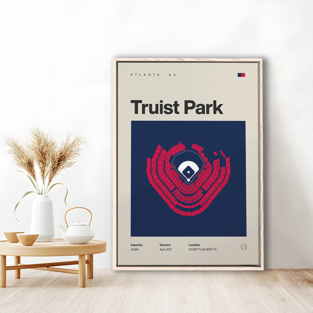 Atlanta Braves Stadium Print, Truist Park Stadium Print, Man Cave Gift, Floating Framed Canvas Print Wall Art