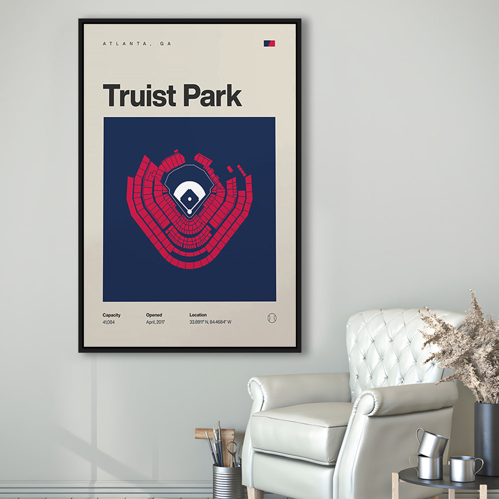 Atlanta Braves Stadium Print, Truist Park Stadium Print, Man Cave Gift, Floating Framed Canvas Print Wall Art