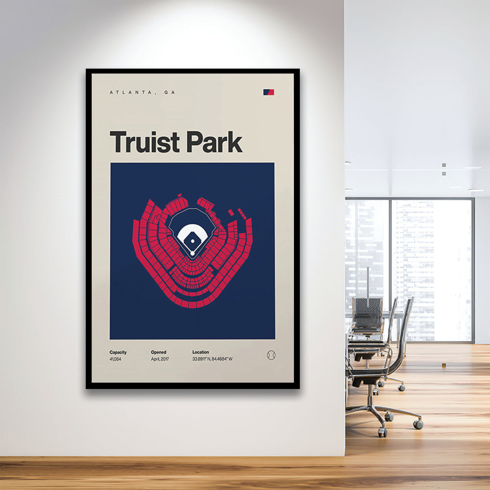 Atlanta Braves Stadium Print, Truist Park Stadium Print, Gifts for him, Sport Art, Framed Art Print Wall Decor