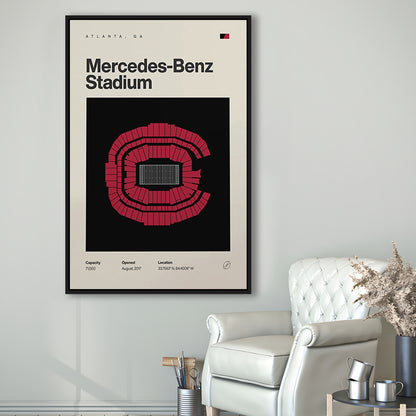 Atlanta Falcons Stadium Print, Mercedes-Benz Stadium Print, Man Cave Gift, Floating Framed Canvas Print Wall Art