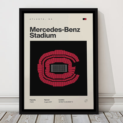 Atlanta Falcons Stadium Print, Mercedes-Benz Stadium Print, Man Cave Gift, Floating Framed Canvas Print Wall Art
