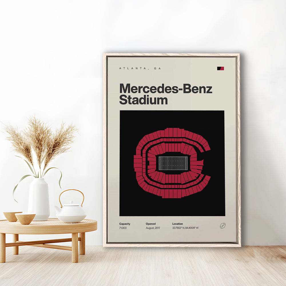 Atlanta Falcons Stadium Print, Mercedes-Benz Stadium Print, Man Cave Gift, Floating Framed Canvas Print Wall Art