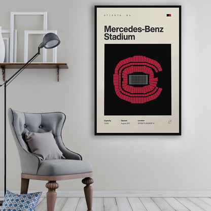 Atlanta Falcons Stadium Print, Mercedes-Benz Stadium Print, Man Cave Gift, Floating Framed Canvas Print Wall Art