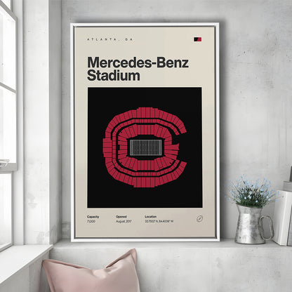 Atlanta Falcons Stadium Print, Mercedes-Benz Stadium Print, Man Cave Gift, Floating Framed Canvas Print Wall Art
