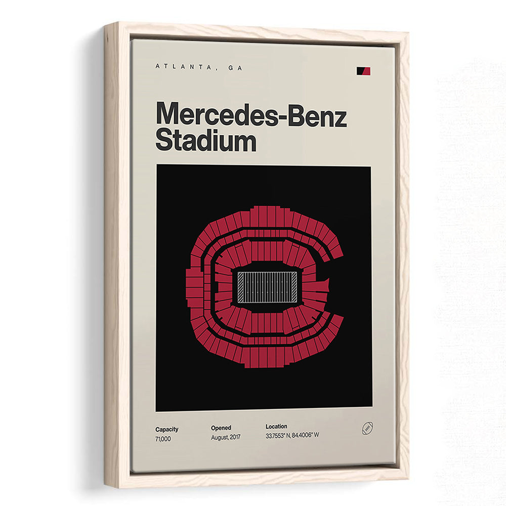 Atlanta Falcons Stadium Print, Mercedes-Benz Stadium Print, Man Cave Gift, Floating Framed Canvas Print Wall Art