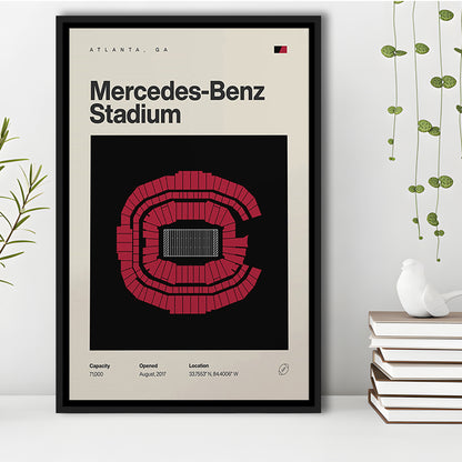 Atlanta Falcons Stadium Print, Mercedes-Benz Stadium Print, Man Cave Gift, Floating Framed Canvas Print Wall Art