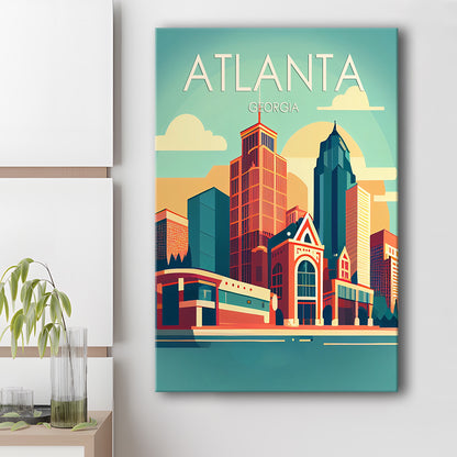 Atlanta Georgia Retro Art Print, Atlanta City Wall Art, Canvas Print, Painting Canvas, Living Room Decor