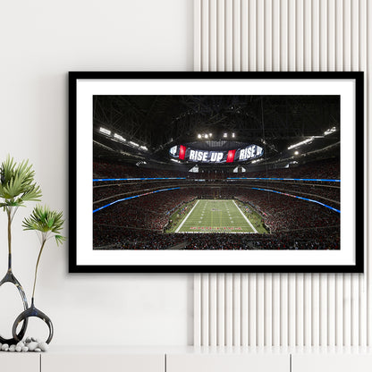 Atlanta's Mercedes Benz Stadium, Stadium Canvas, Sport Art, Gift for him, White Border Framed Art Print Wall Decor