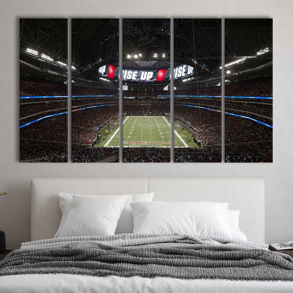 Atlanta's Mercedes Benz Stadium, Stadium Canvas, Sport Art, 5 Panel B, Extra Large Canvas, Canvas Print Wall Art