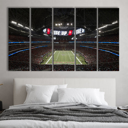 Atlanta's Mercedes Benz Stadium, Stadium Canvas, Sport Art, 5 Panel B, Extra Large Canvas, Canvas Print Wall Art