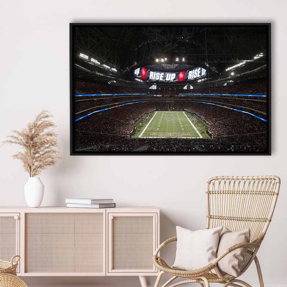 Atlanta's Mercedes Benz Stadium, Stadium Canvas, Sport Art, Framed Canvas Print Wall Art, Floating Frame