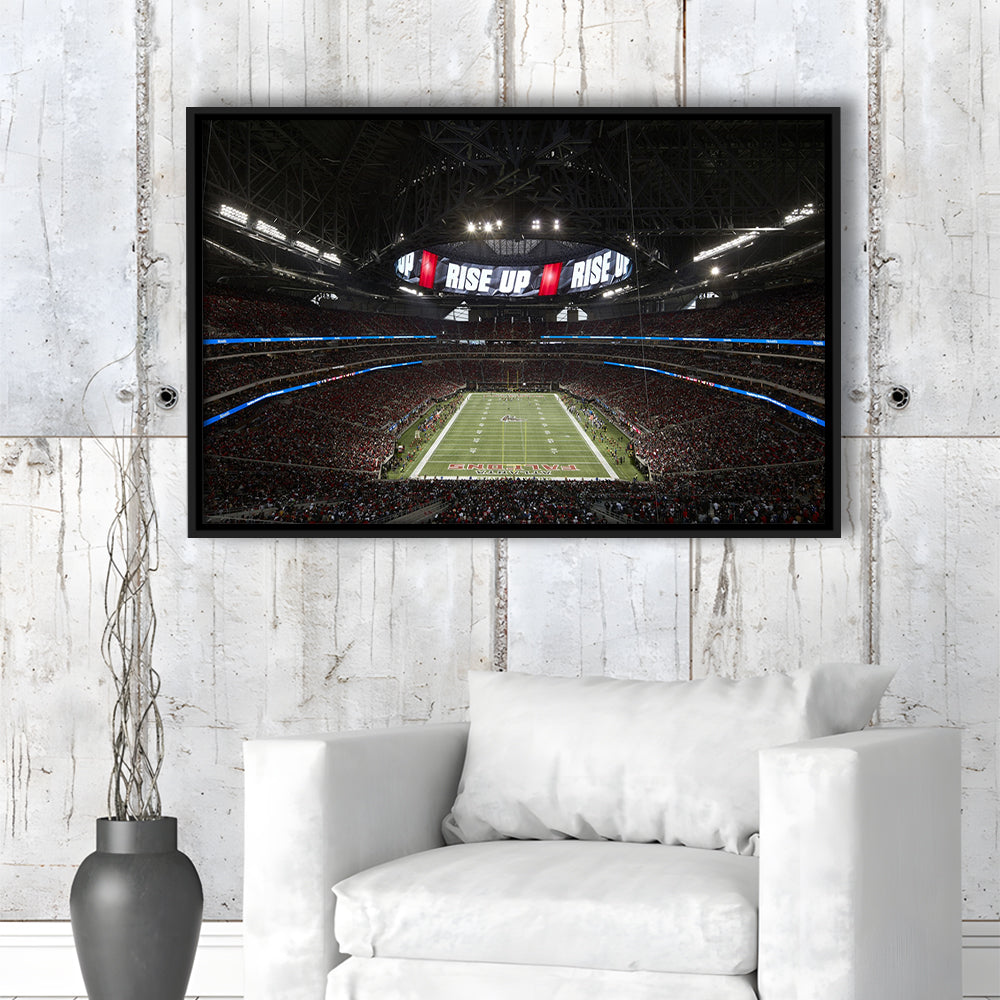 Atlanta's Mercedes Benz Stadium, Stadium Canvas, Sport Art, Framed Canvas Print Wall Art, Floating Frame