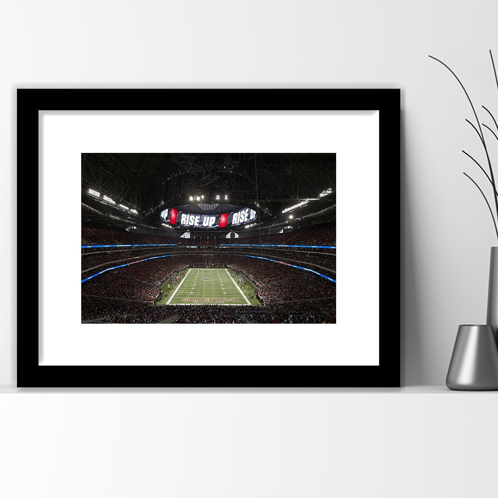 Atlanta's Mercedes Benz Stadium, Stadium Canvas, Sport Art, Gift for him, White Border Framed Art Print Wall Decor