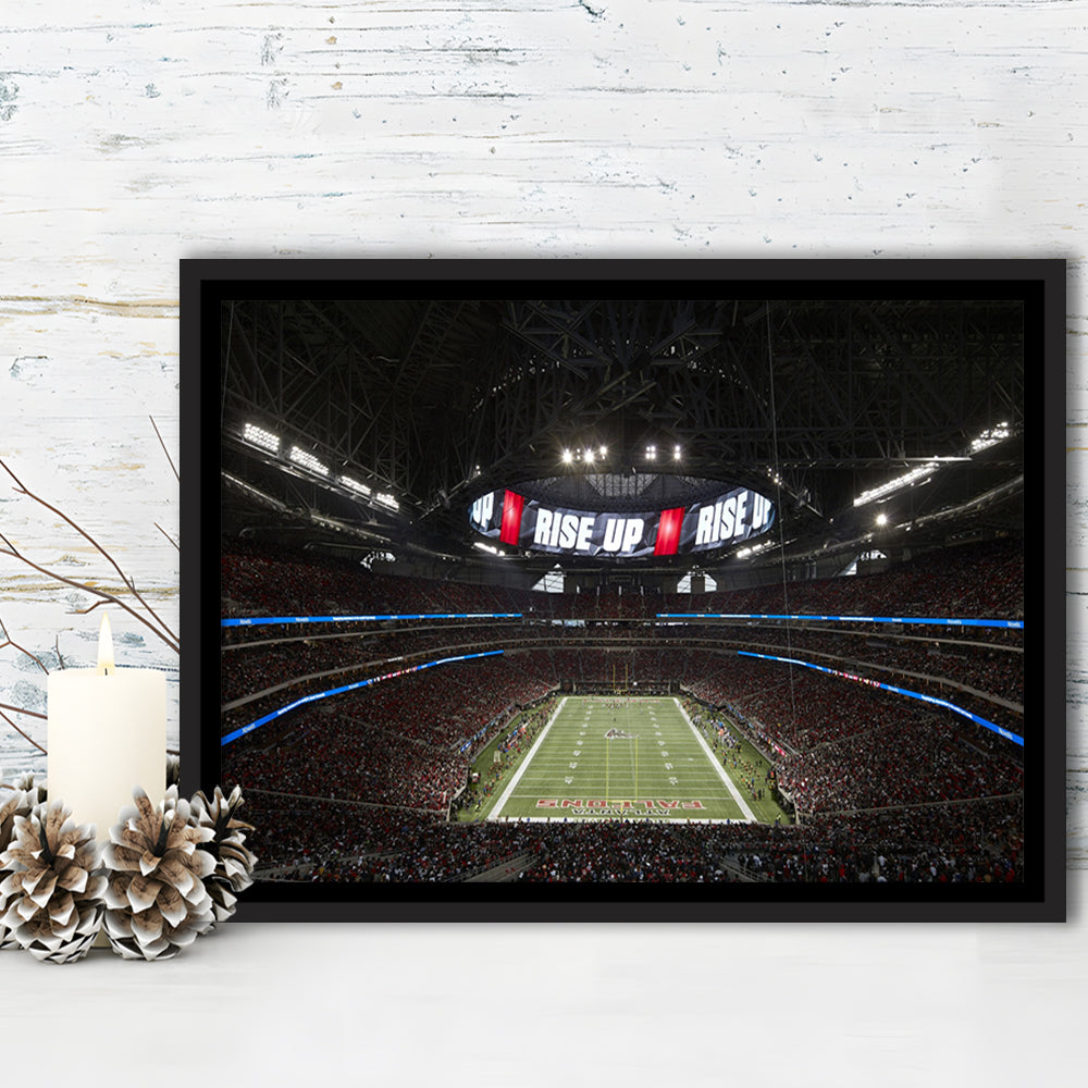 Atlanta's Mercedes Benz Stadium, Stadium Canvas, Sport Art, Framed Canvas Print Wall Art, Floating Frame
