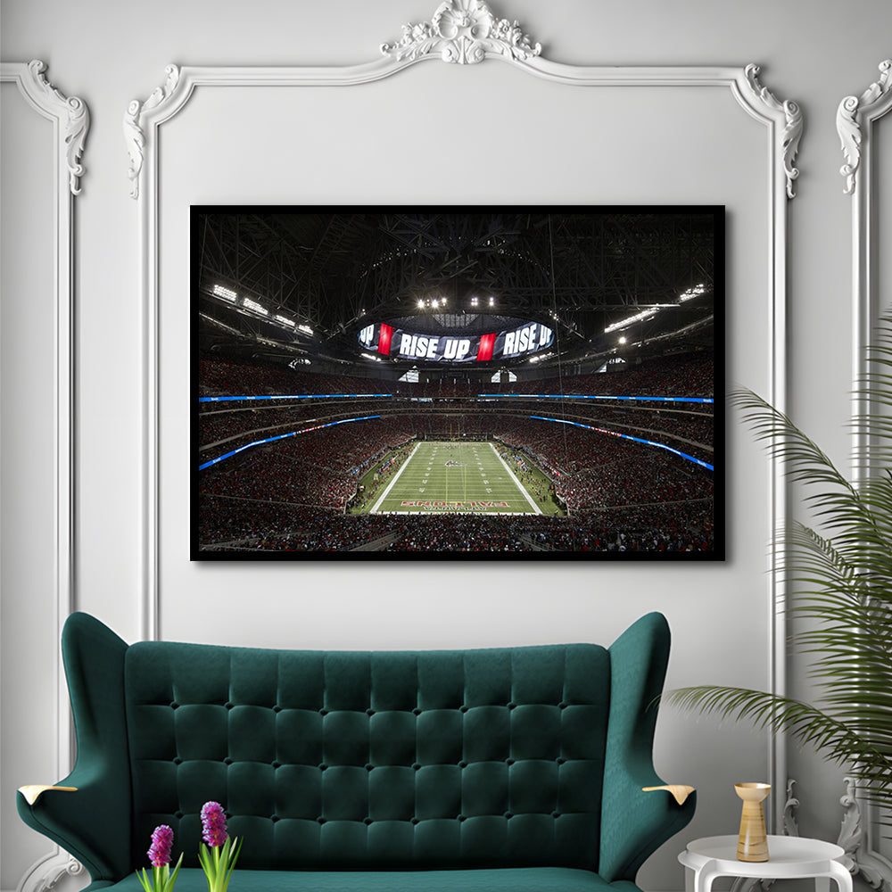 Atlanta's Mercedes Benz Stadium, Stadium Canvas, Sport Art, Gift for him, Framed Art Print Wall Decor, Picture Framed