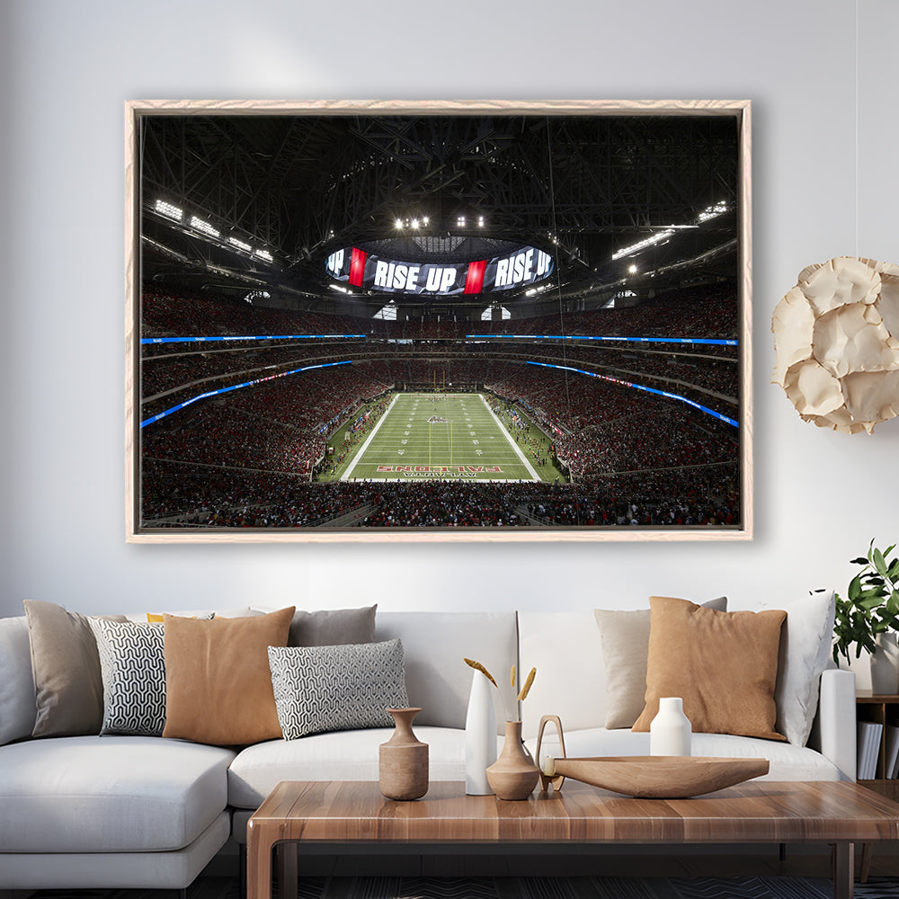 Atlanta's Mercedes Benz Stadium, Stadium Canvas, Sport Art, Framed Canvas Print Wall Art, Floating Frame