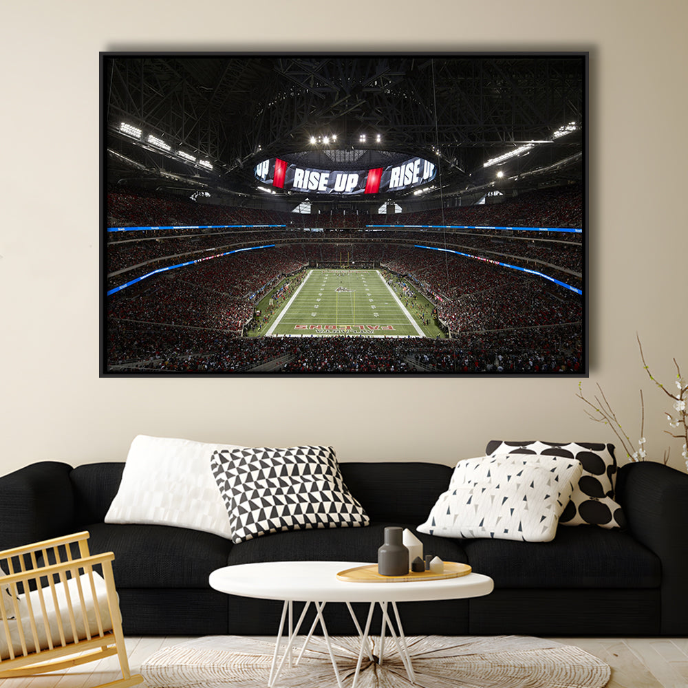 Atlanta's Mercedes Benz Stadium, Stadium Canvas, Sport Art, Framed Canvas Print Wall Art, Floating Frame
