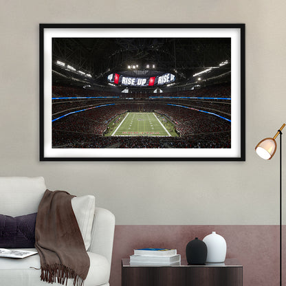 Atlanta's Mercedes Benz Stadium, Stadium Canvas, Sport Art, Gift for him, White Border Framed Art Print Wall Decor