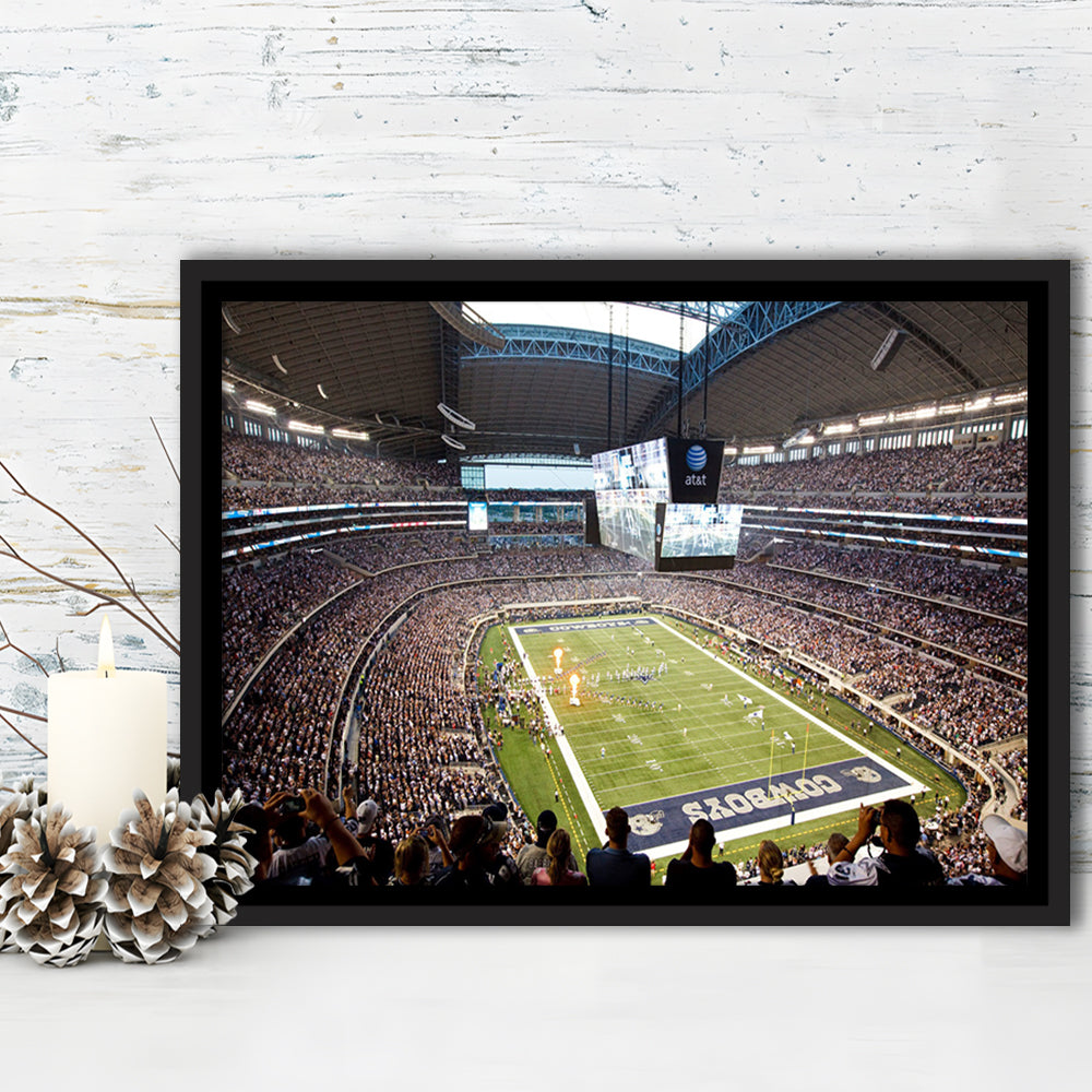 Att Cowboys, Stadium Canvas, Sport Art, Framed Canvas Print Wall Art, Floating Frame