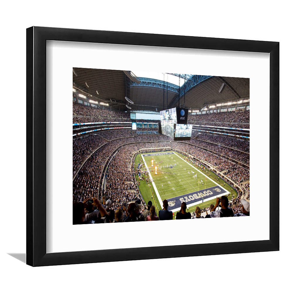Att Cowboys, Stadium Canvas, Sport Art, Gift for him, White Border Framed Art Print Wall Decor