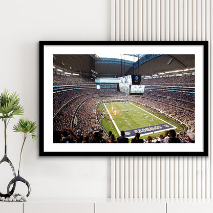 Att Cowboys, Stadium Canvas, Sport Art, Gift for him, White Border Framed Art Print Wall Decor