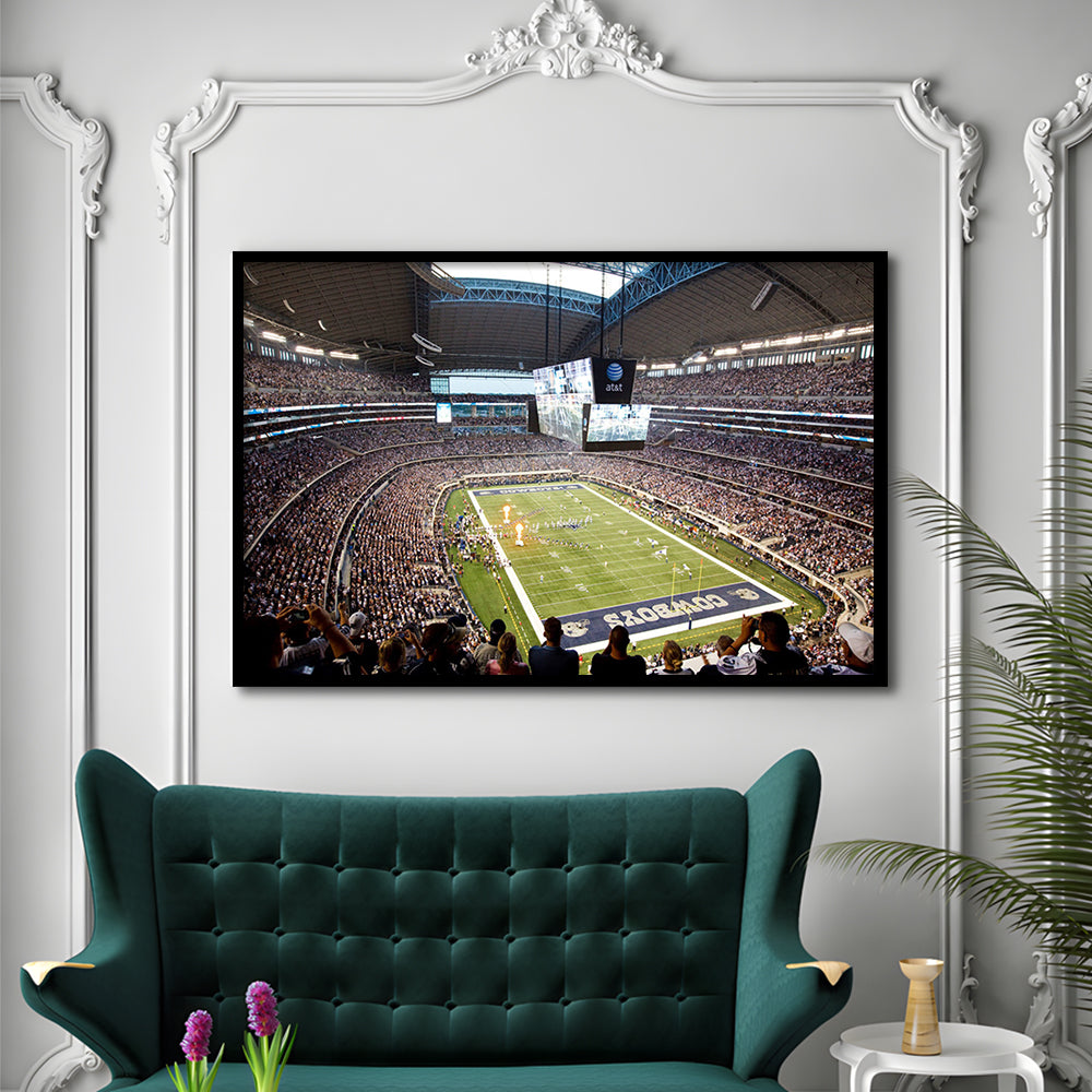 Att Cowboys, Stadium Canvas, Sport Art, Gift for him, Framed Art Print Wall Decor, Picture Framed