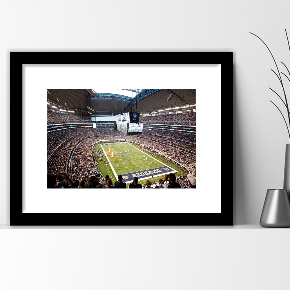 Att Cowboys, Stadium Canvas, Sport Art, Gift for him, White Border Framed Art Print Wall Decor
