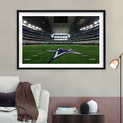 Att Stadium Dallas, Stadium Canvas, Sport Art, Gift for him, White Border Framed Art Print Wall Decor