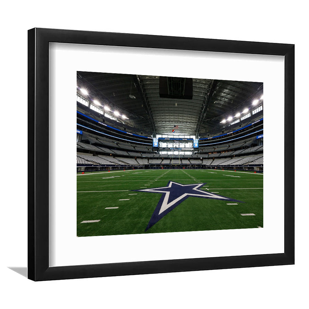 Att Stadium Dallas, Stadium Canvas, Sport Art, Gift for him, White Border Framed Art Print Wall Decor