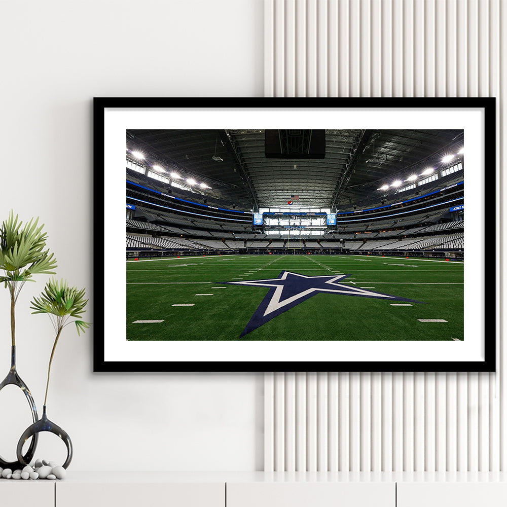 Att Stadium Dallas, Stadium Canvas, Sport Art, Gift for him, White Border Framed Art Print Wall Decor