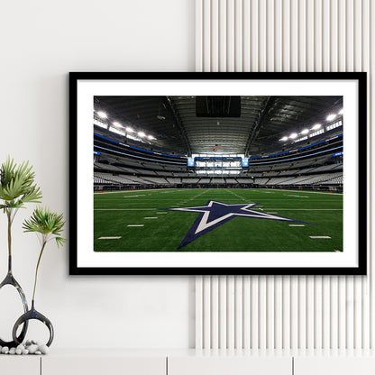 Att Stadium Dallas, Stadium Canvas, Sport Art, Gift for him, White Border Framed Art Print Wall Decor