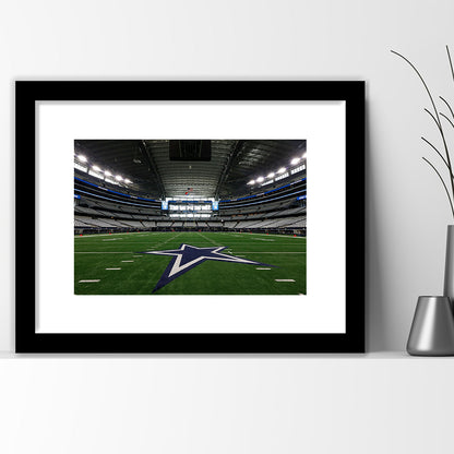 Att Stadium Dallas, Stadium Canvas, Sport Art, Gift for him, White Border Framed Art Print Wall Decor
