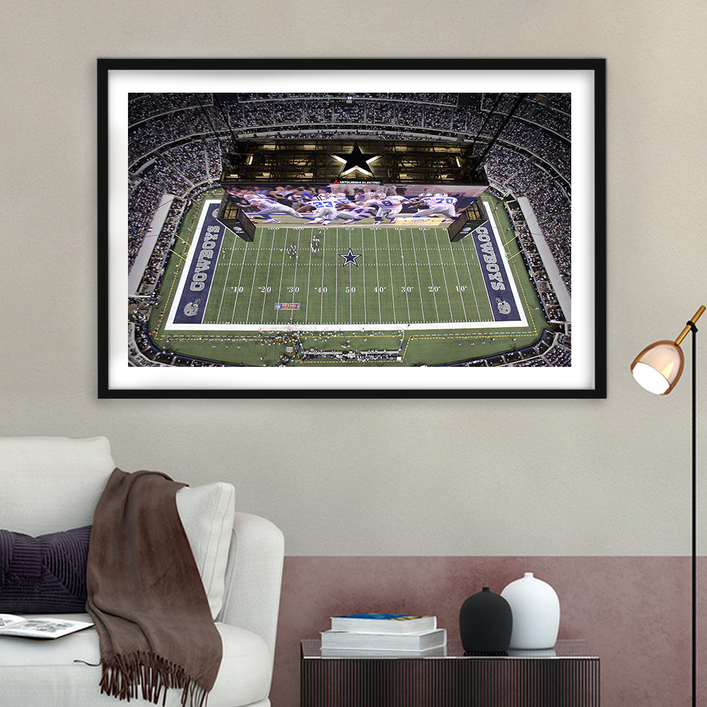 Att Stadium, Stadium Canvas, Sport Art, Fan Gifts, White Border Framed Art Print Wall Decor