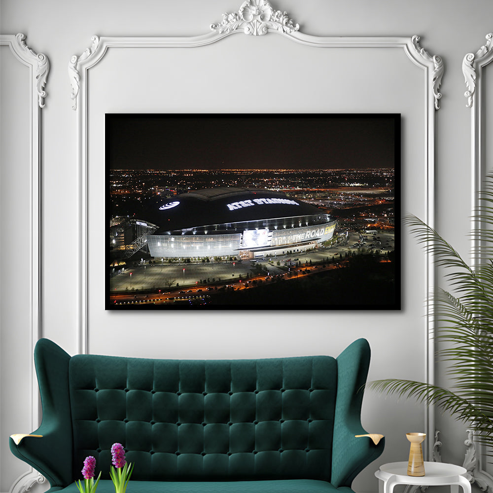 Att Stadium at Night, Stadium Canvas, Sport Art, Gift for him, Framed Art Print Wall Decor, Picture Framed