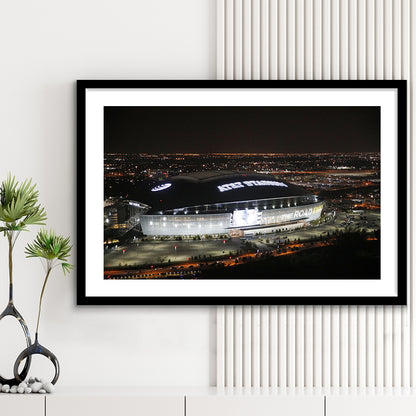 Att Stadium at Night, Stadium Canvas, Sport Art, Gift for him, White Border Framed Art Print Wall Decor