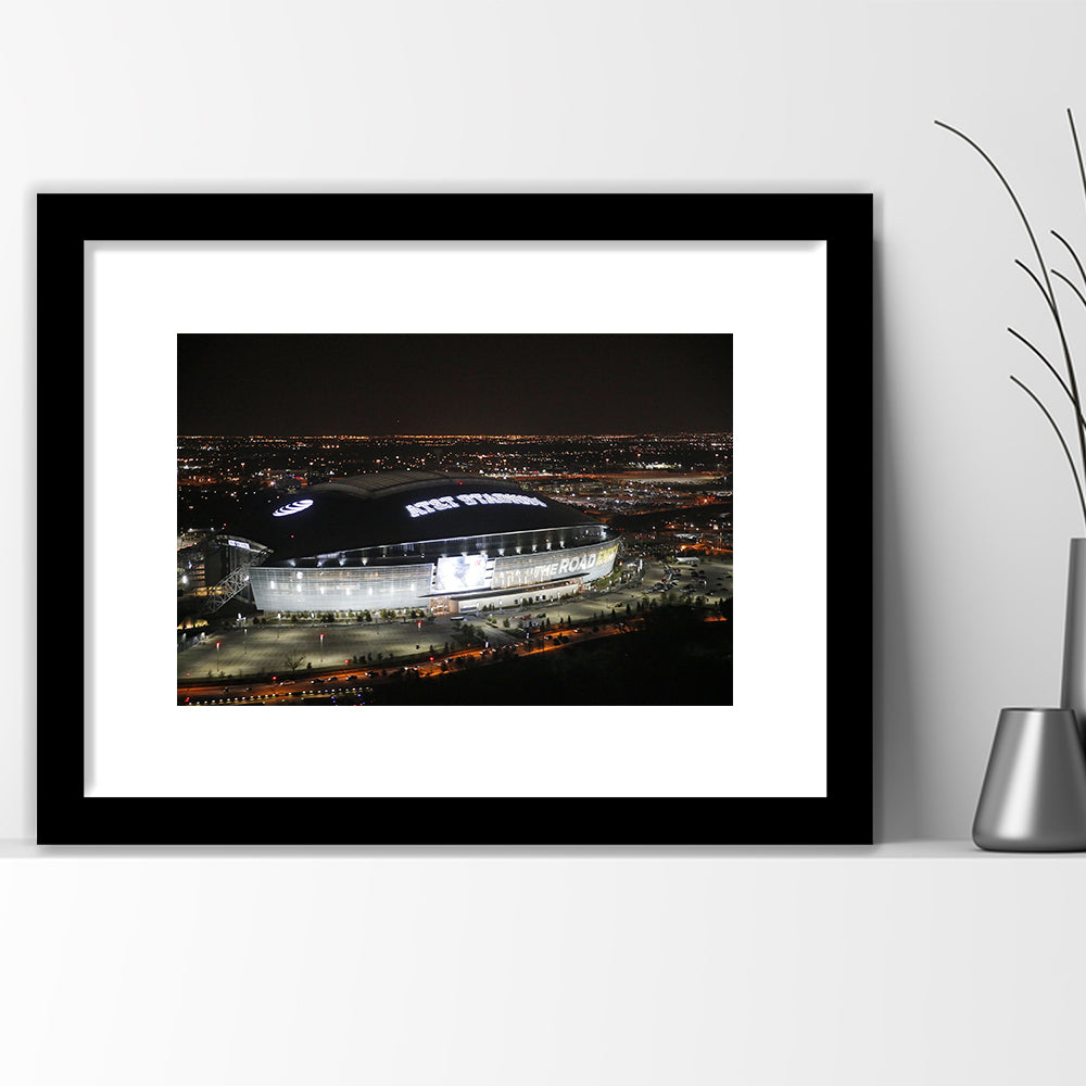 Att Stadium at Night, Stadium Canvas, Sport Art, Gift for him, White Border Framed Art Print Wall Decor