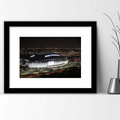 Att Stadium at Night, Stadium Canvas, Sport Art, Gift for him, White Border Framed Art Print Wall Decor