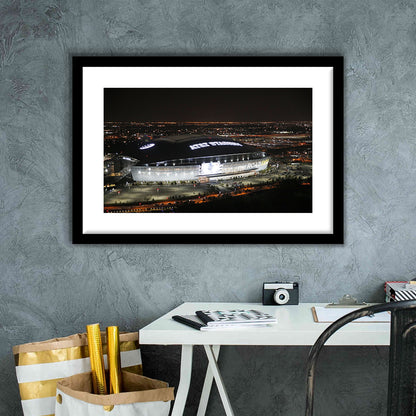Att Stadium at Night, Stadium Canvas, Sport Art, Gift for him, White Border Framed Art Print Wall Decor