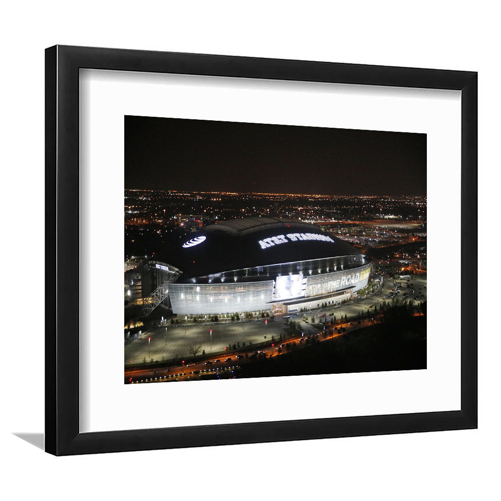 Att Stadium at Night, Stadium Canvas, Sport Art, Gift for him, White Border Framed Art Print Wall Decor